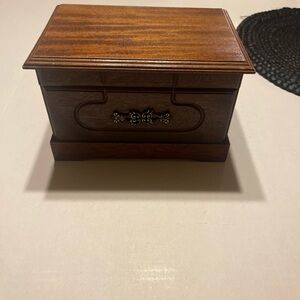 Vintage 1970s Japan Wooden Jewelry Box Storage Chest - Brown